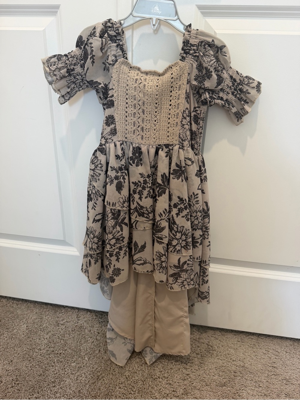 Joyfolie Neutral Floral Crochet Panel Girls Dress
